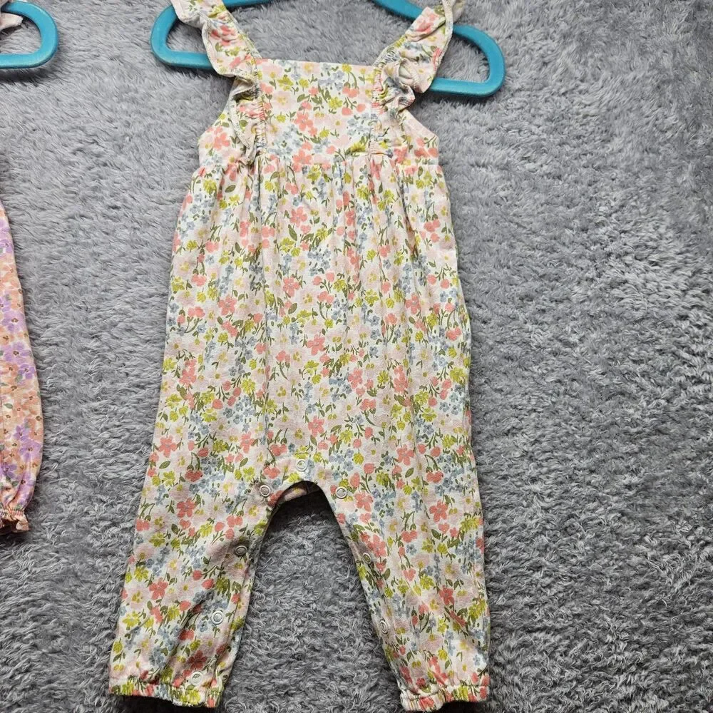 Carter's Baby Girl Floral Rompers Size 6 Months Spring Summer Ruffle Sleeveless